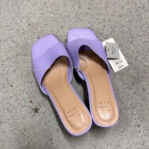 A New Day faux leather lavender slip-on, open-toe heels